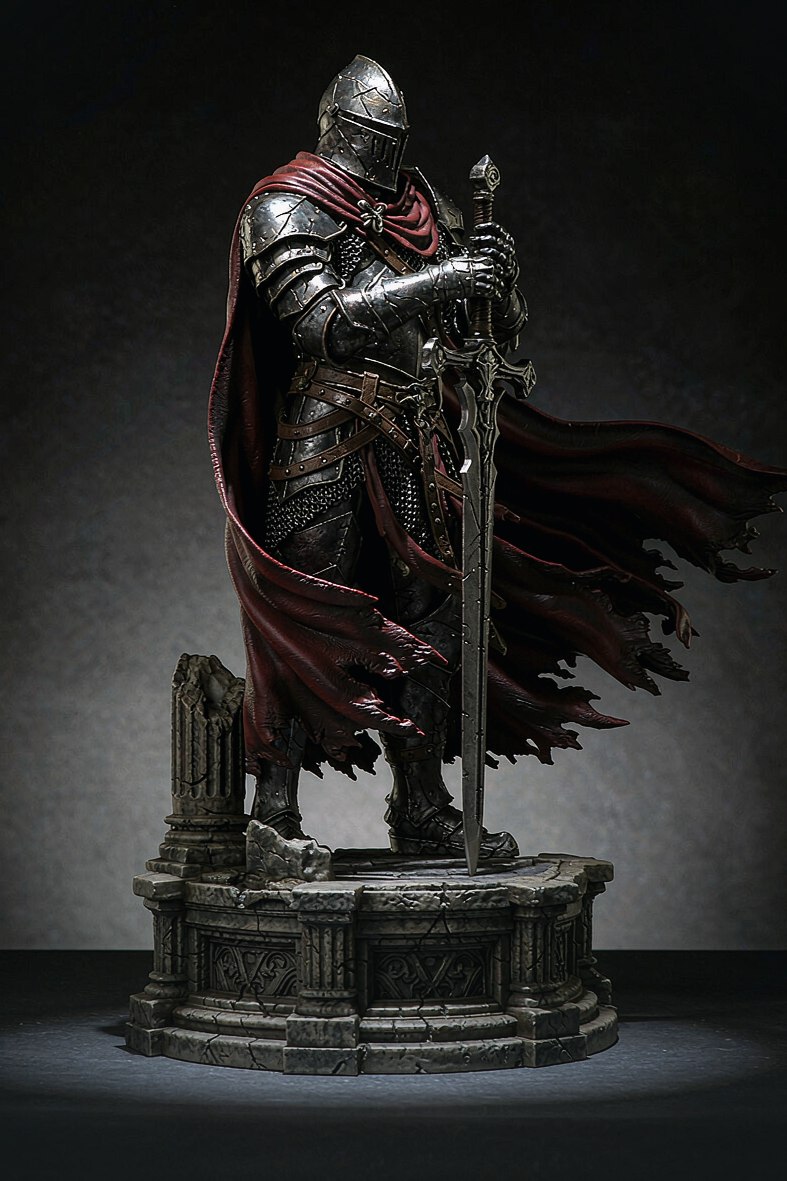 Armoured knight-commander collectible statue
