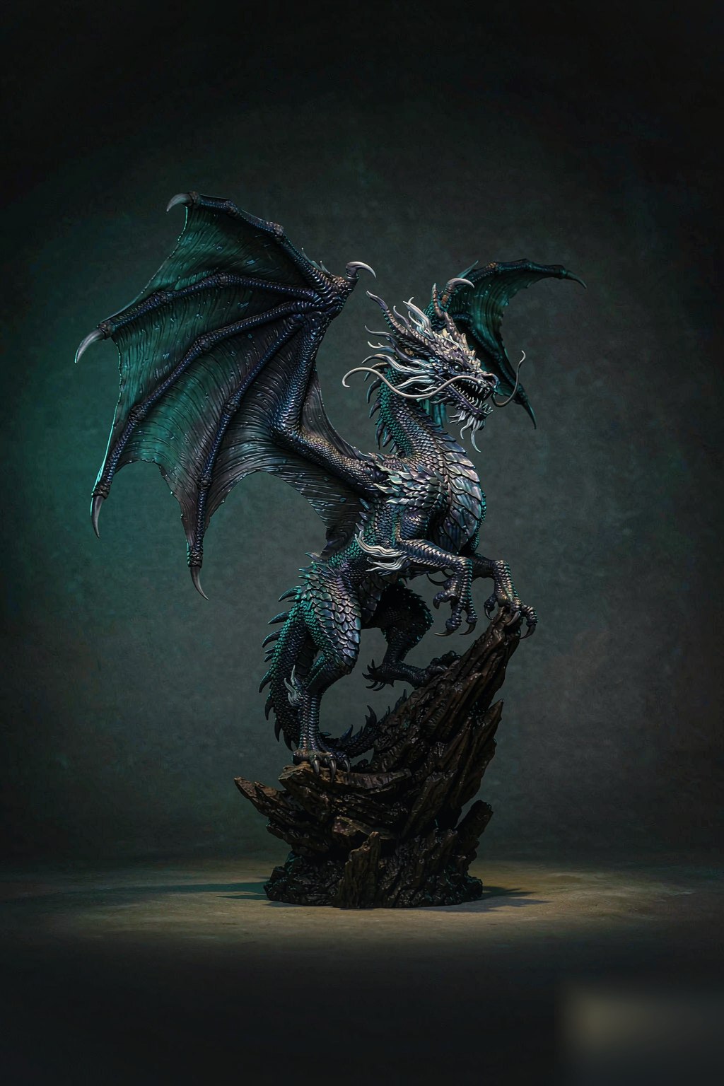 Rearing dragon collectible statue