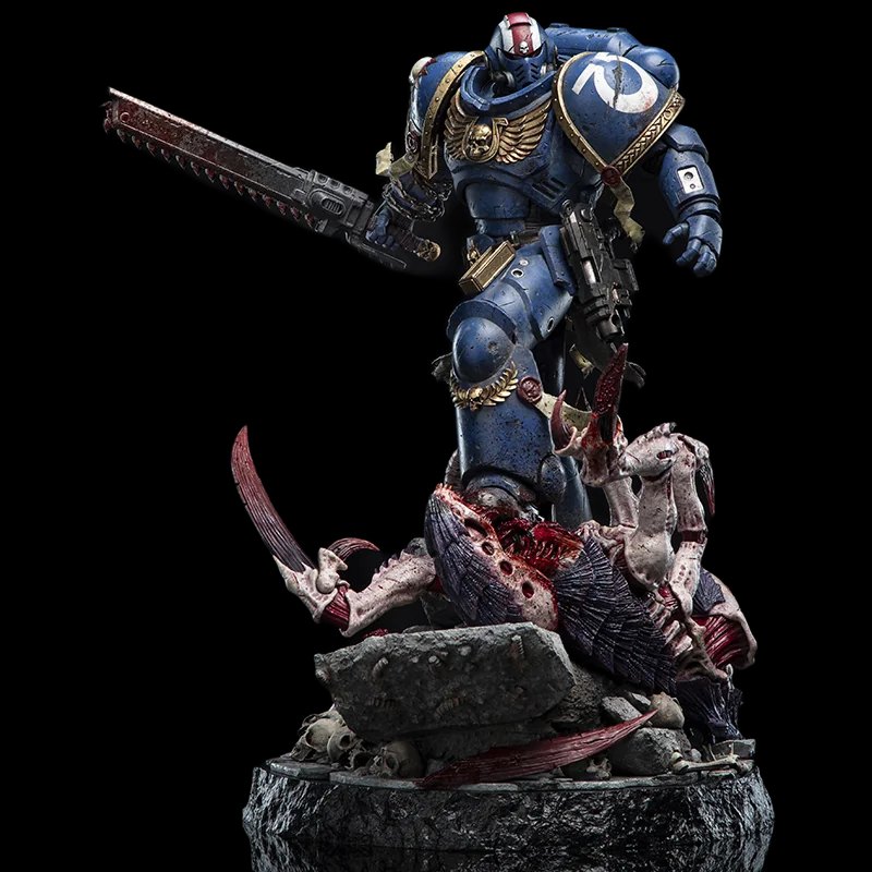 Licensed collectible statue in hand-painted polystone, posed on a sculpted diorama base